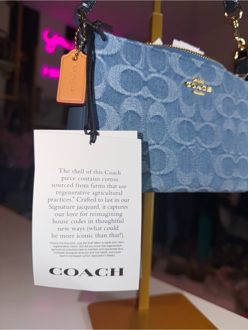 NWT Coach Nolita 19 Signature Denim Gold Indigo CDE31 Shoulder Bag